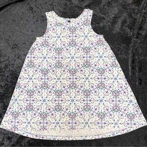 Gap Kids XS (4-5) White Sundress Diamond Geometric Pattern Purples Blues Aquas